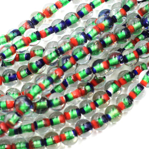 (INDIA 005) Blue, Red & Green With Clear Glass Beads