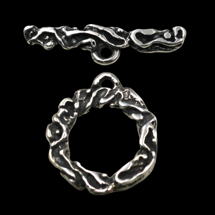 (STG-014) Organic Wavy Silver Toggle Clasp Set