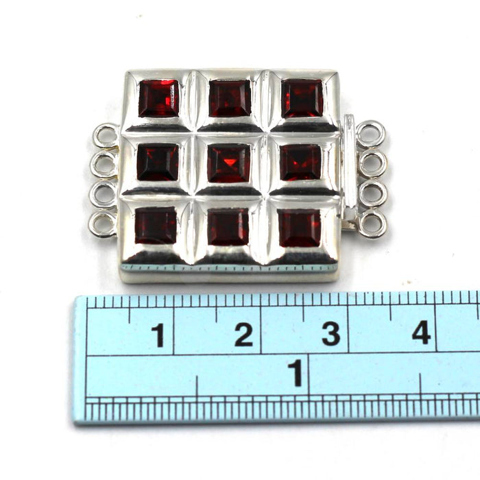 4 Strand Garnet Box Clasp