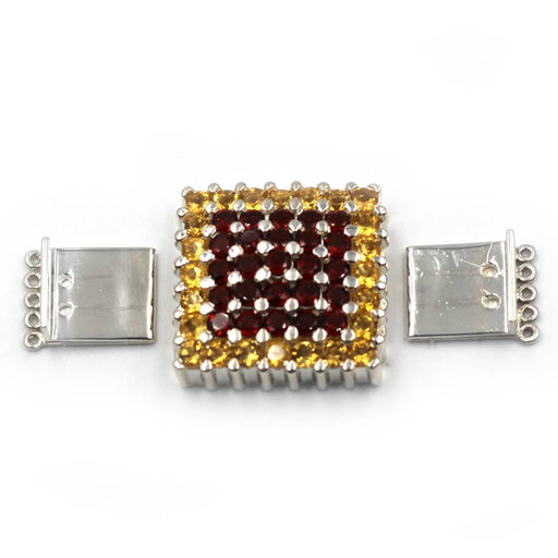 5 Strand Double Citrine & Garnet Box Clasp