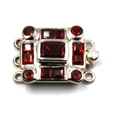 3 Strand Garnet Box Clasp