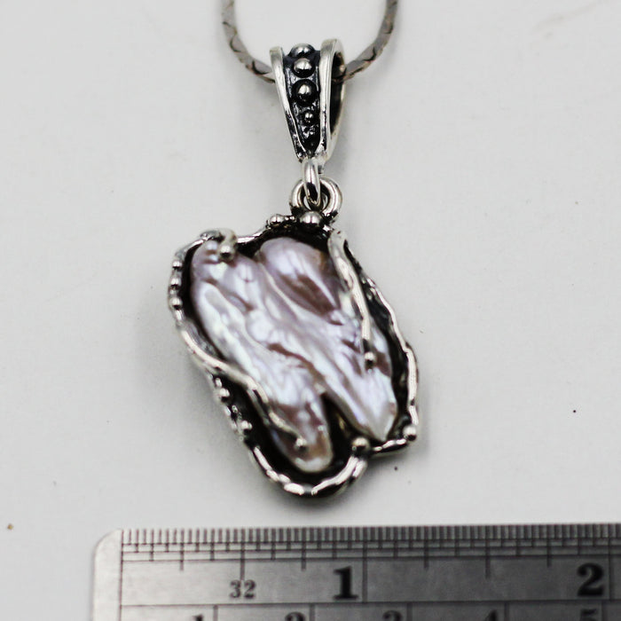 Sterling Silver Pendant with Baroque F.W. Pearl