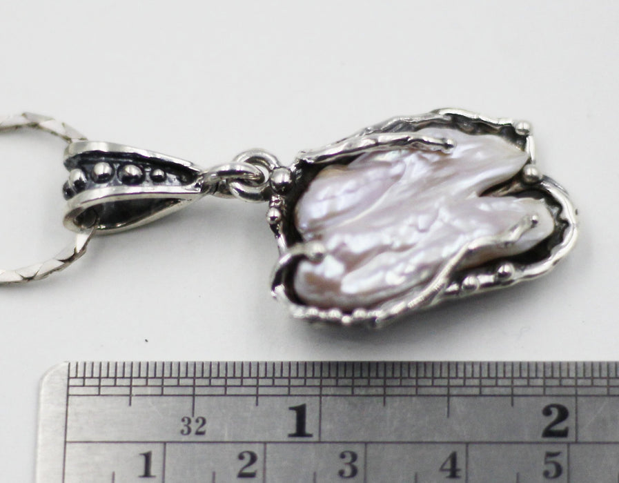 Sterling Silver Pendant with Baroque F.W. Pearl