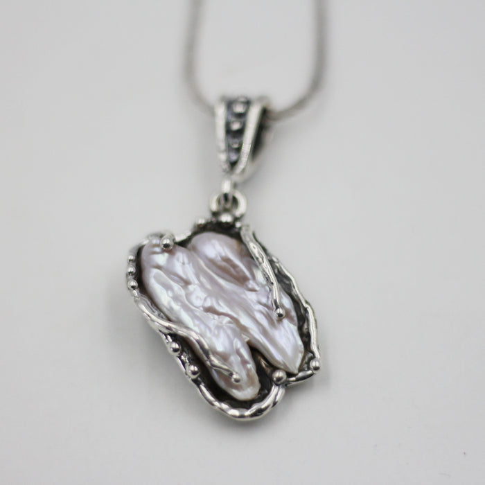 Sterling Silver Pendant with Baroque F.W. Pearl