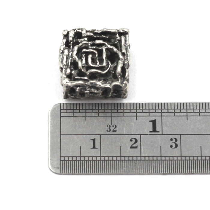 (SB-004) Sterling Silver Freeform Square Bead