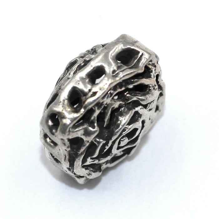 (SB-009) Sterling Silver Freeform Puffy Square Bead