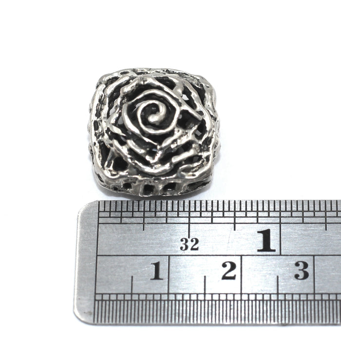 (SB-009) Sterling Silver Freeform Puffy Square Bead