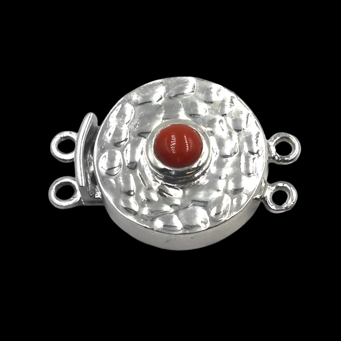 (SCL-019) Two Strand Sterling Box Clasp With Coral