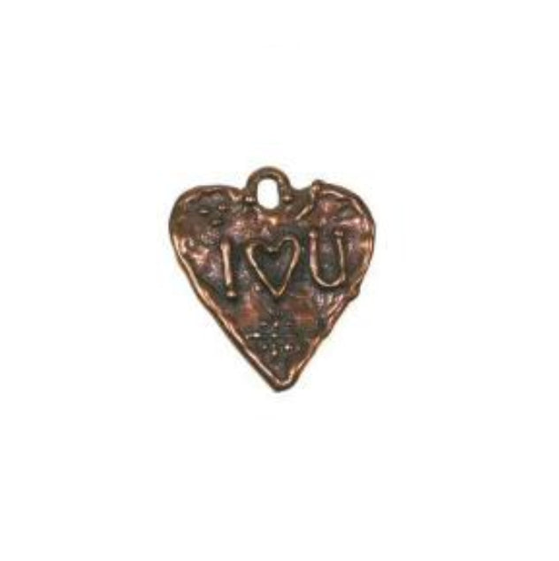 (bzp062-N0525) "I Love You" Bronze Heart Pendant