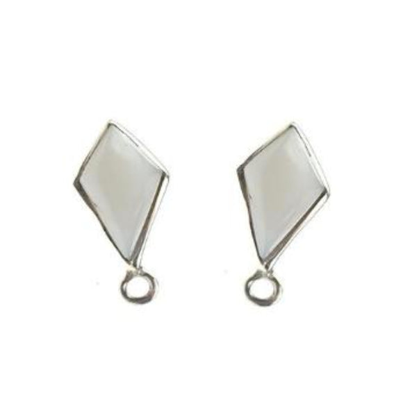 ET-023 White Mother-of-pearl Diamond Earring Tops
