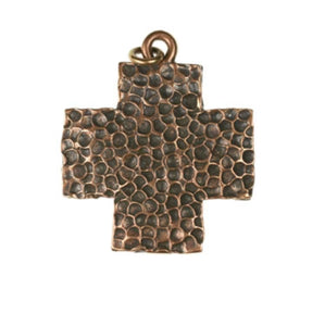 (bzp140-9207) Bronze Lg/Heavy hammer texture cross