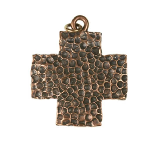 (bzp140) Bronze Lg/Heavy hammer texture cross