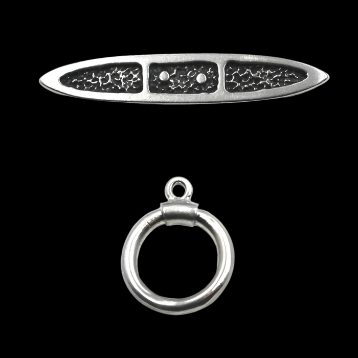 (STG-011) Artisan Silver Canoe Bar & Ring Toggle