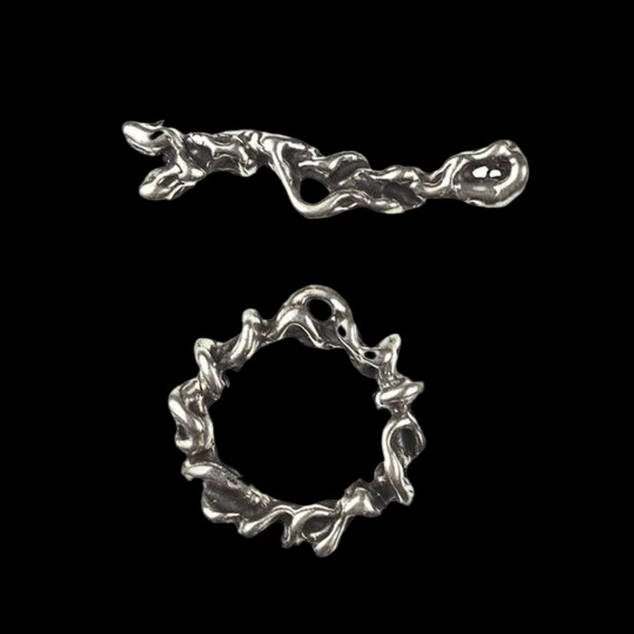 (STG-023) Organic Abstract Design Sterling Toggle Bar and Ring Set