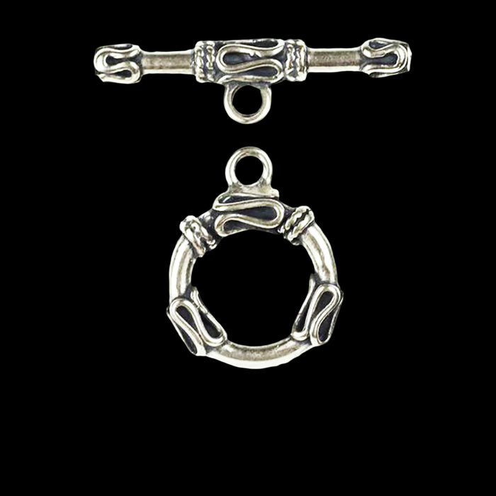(STG-035) Ornate Sterling Silver Toggle Clasp with Scrollwork