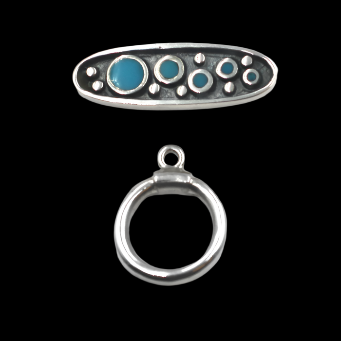 (STG-002) Sterling Silver Toggle With Turquoise Inlay