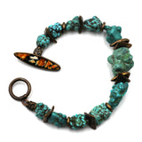 Turquoise, Spiny Oyster and Bronze Bracelet