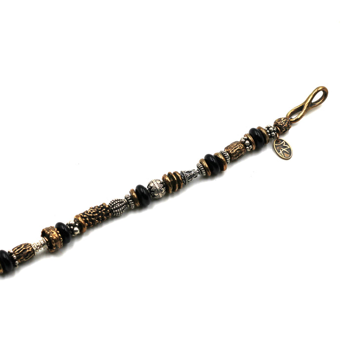 Silver, Bronze & Black Onyx Bracelet