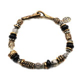 Silver, Bronze & Black Onyx Bracelet