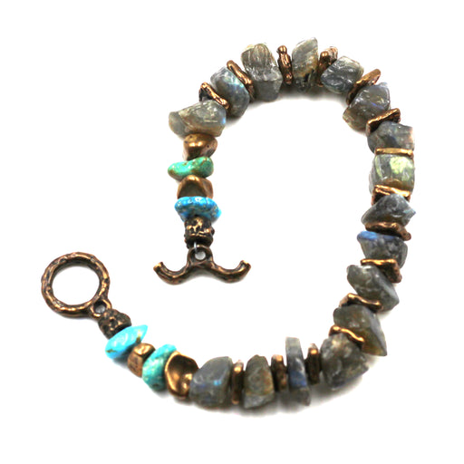 Labradorite, Turquoise and Bronze Bracelet