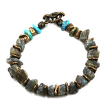 Labradorite, Turquoise and Bronze Bracelet