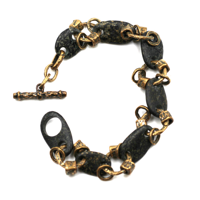 River Rock & Bronze Bracelet