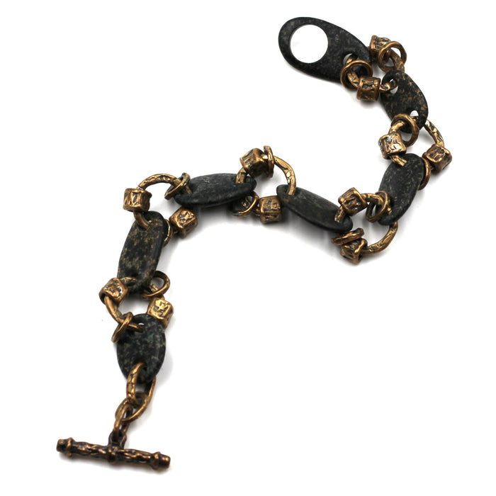 River Rock & Bronze Bracelet