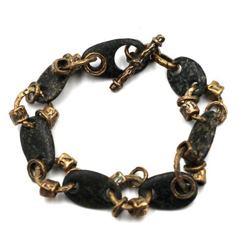 River Rock & Bronze Bracelet