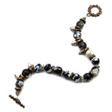 Agate, Silver & Bronze Bracelet
