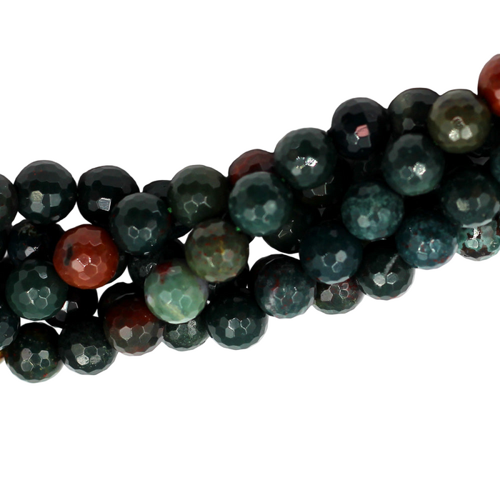 (BLDS-002) 8mm Round Faceted Bloodstone