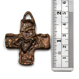(bzp381-N0732) Bronze Cross With Heart