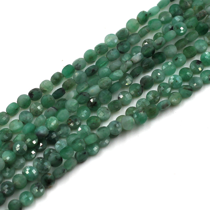 4mm Faceted Flat Round Emeralds