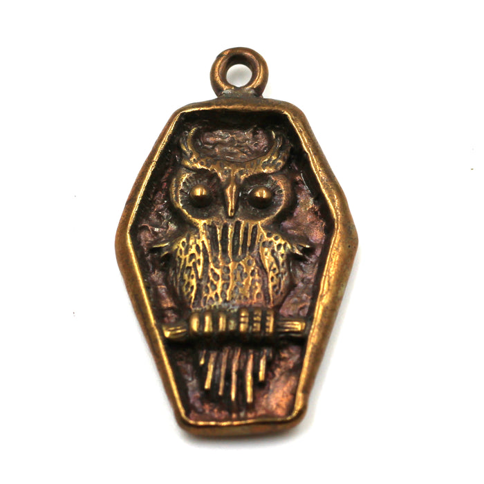 (bzp382-N0554) Bronze Owl Pendant