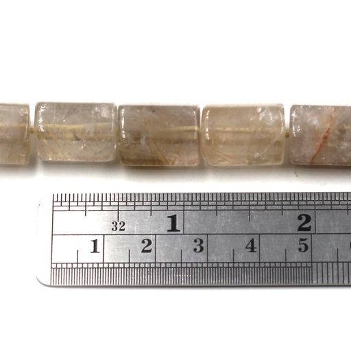 Rutillated Faceted Quartz Barrels