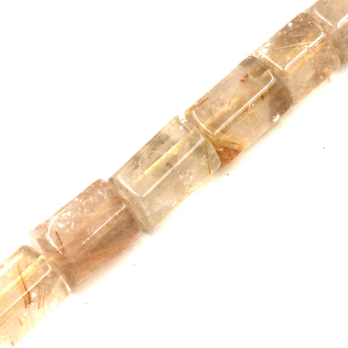 Rutillated Faceted Quartz Barrels