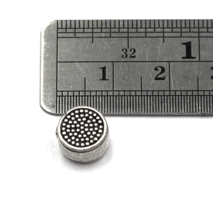 (SB-010) Flat Round Granulated Sterling Bead