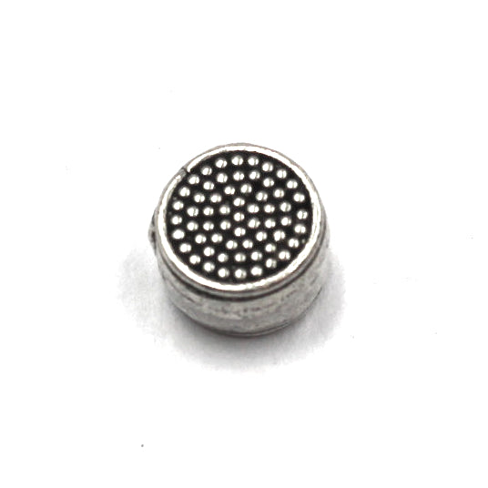 (SB-010) Flat Round Granulated Sterling Bead