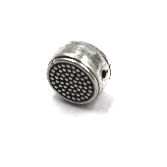 (SB-010) Flat Round Granulated Sterling Bead