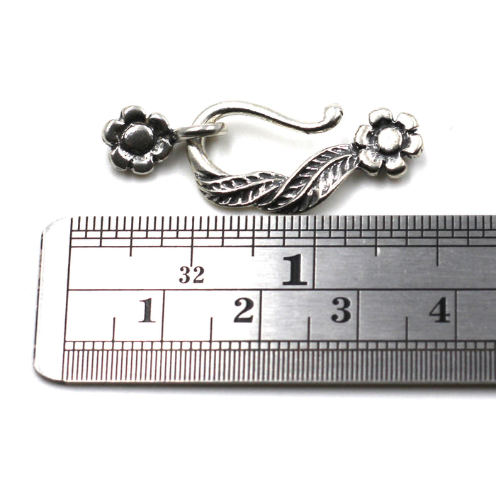 Large Sterling Flower Hook Clasp