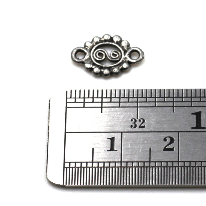 Small Flat Silver Scroll Link