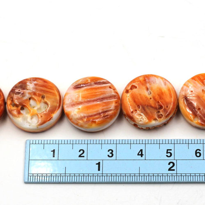 (spiny018) 20mm Flat Round Orange Spiny Oyster