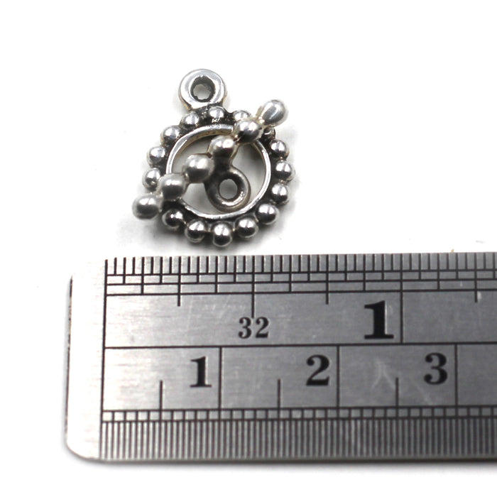 (STG-053) Textured Dot Design Toggle Bar and Ring Set