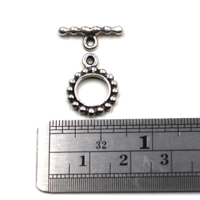 (STG-053) Textured Dot Design Toggle Bar and Ring Set