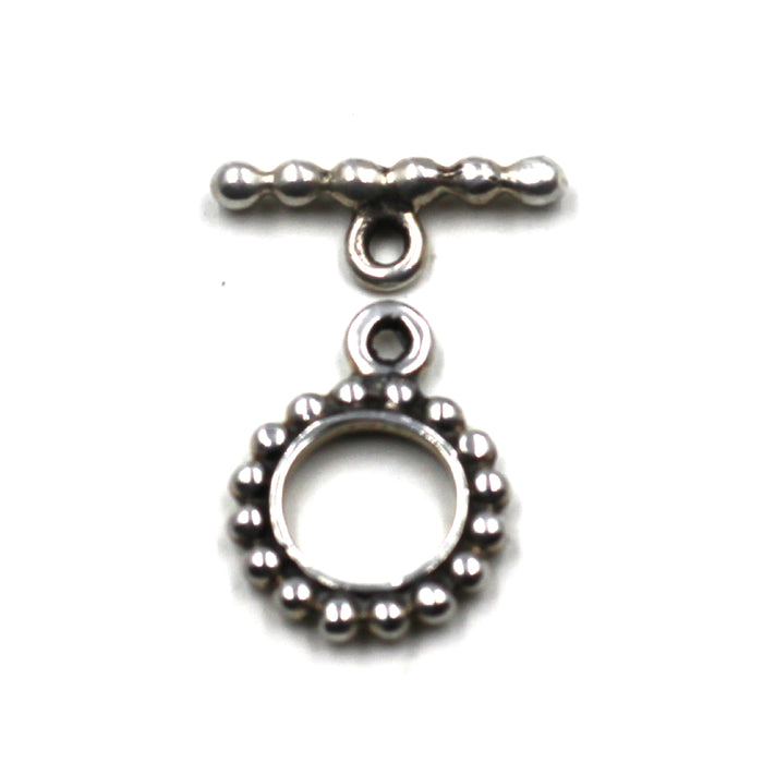 (STG-053) Textured Dot Design Toggle Bar and Ring Set