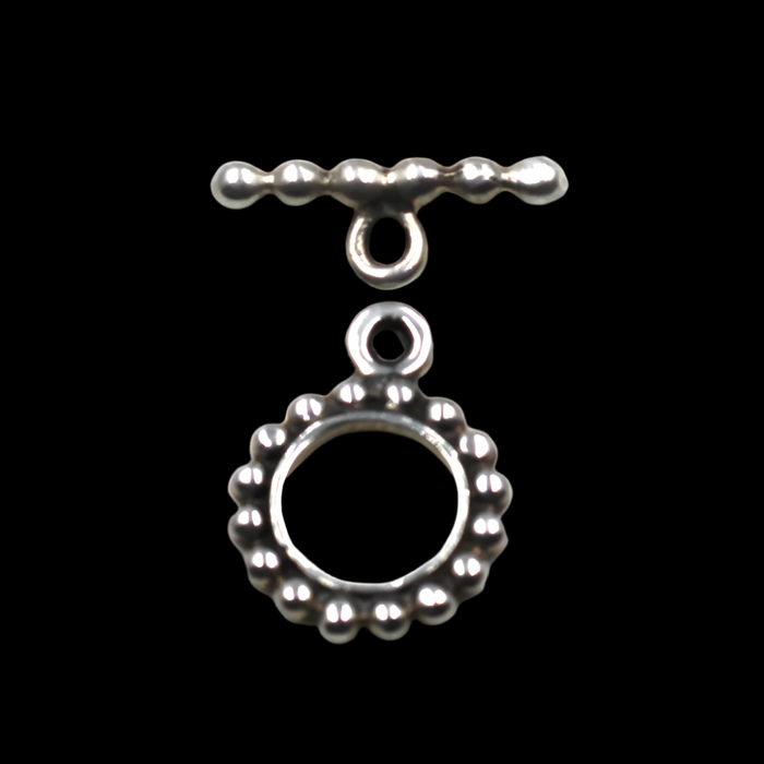 (STG-053) Textured Dot Design Toggle Bar and Ring Set