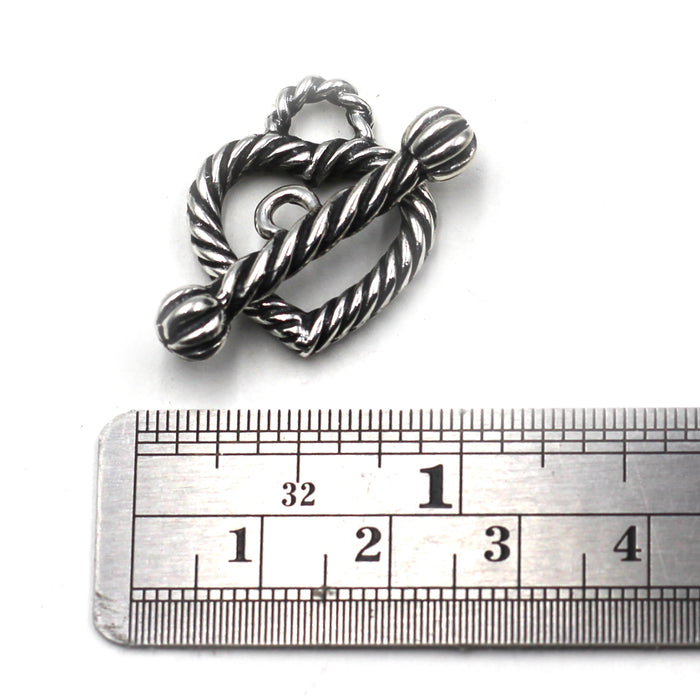 (STG-063) Sterling Heart Twist Toggle Clasp