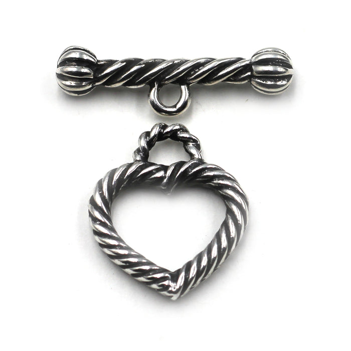 (STG-063) Sterling Heart Twist Toggle Clasp