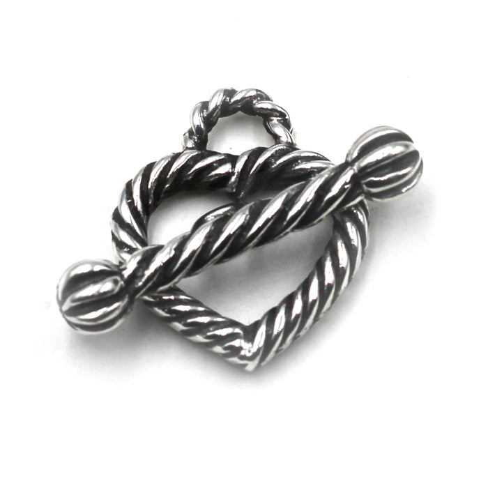 (STG-063) Sterling Heart Twist Toggle Clasp