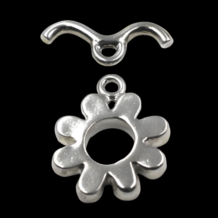 (STG-072) Sterling Silver Flower Toggle