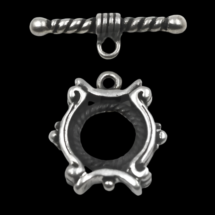 (STG-097) Artisan Vintage Style Silver Toggle Clasp with Ring